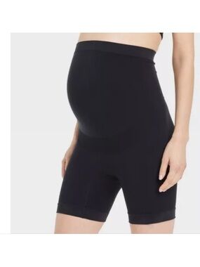 Ingrid and Isabel Maternity Shapewear Biker Shorts Overbelly Black Size Medium